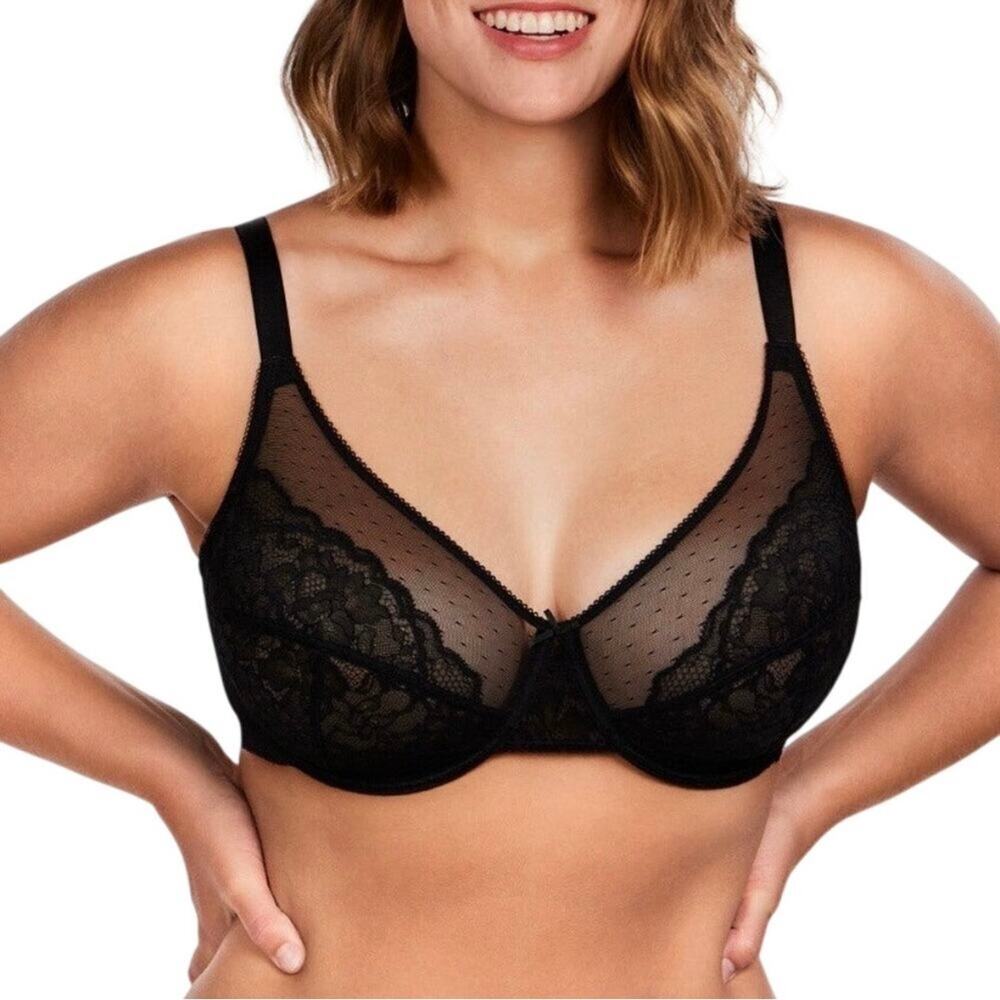 HSIA Enchante Black Lace Soft Mesh Underwire Bra Women's Size 36D NWT Lingerie